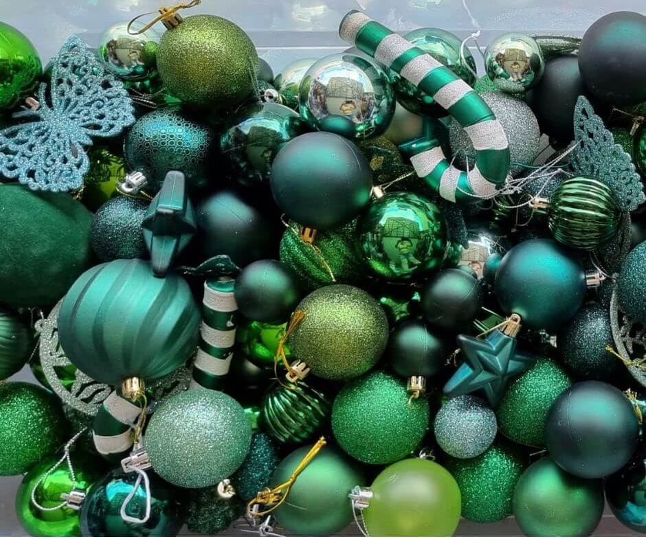 Green Christmas decorations for hire