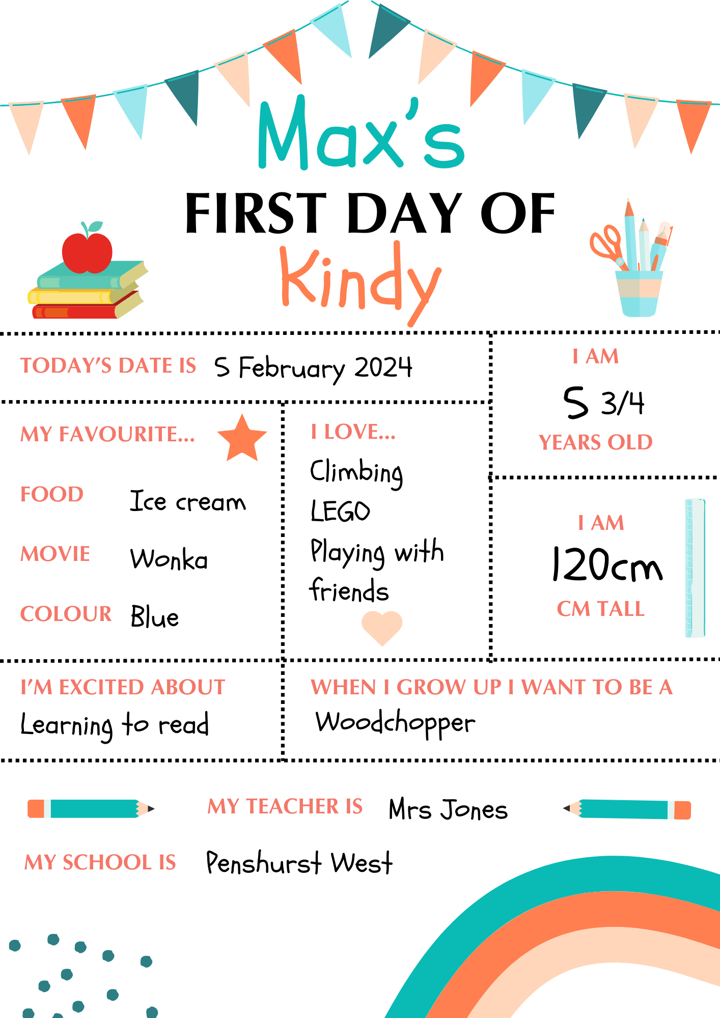First Day of School Board template