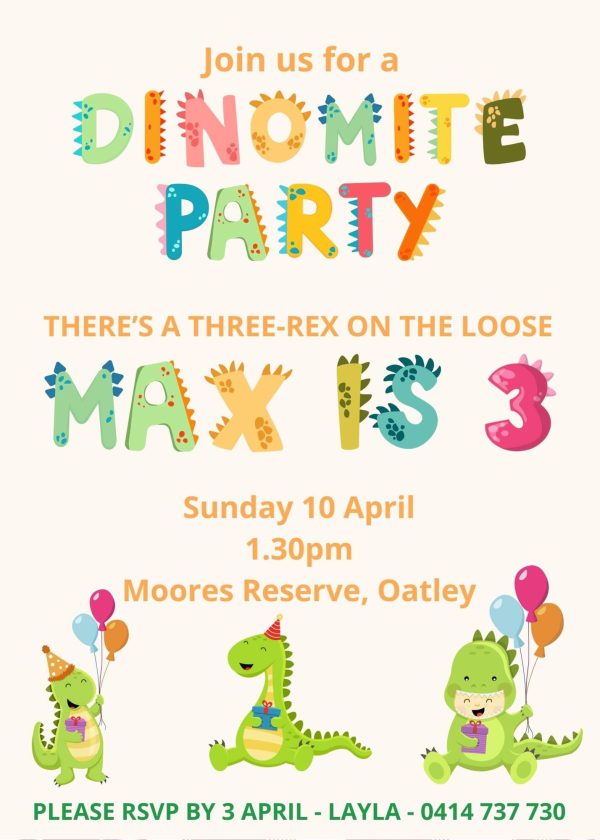 Dinosaur party invite